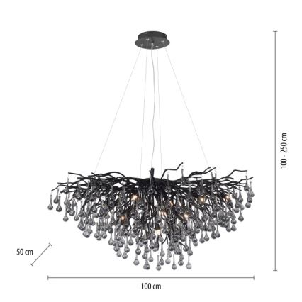 Paul Neuhaus 2192-18 - Lysekrone på wire ICICLE 10xG9/40W/230V 50x100 cm sort
