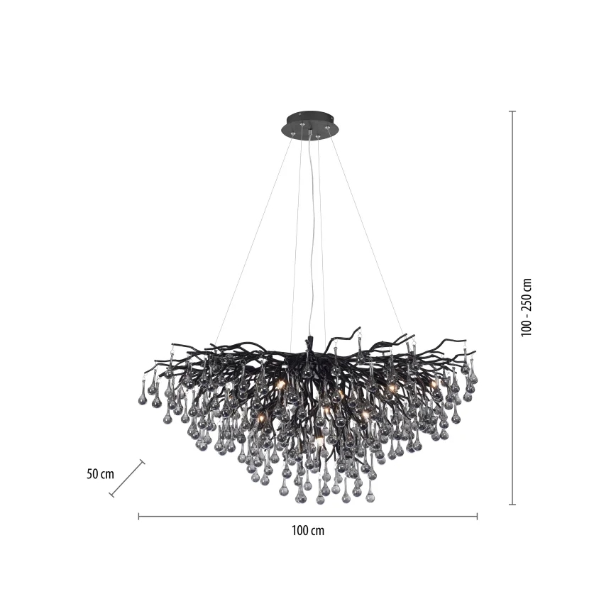 Paul Neuhaus 2192-18 - Lysekrone på wire ICICLE 10xG9/40W/230V 50x100 cm sort