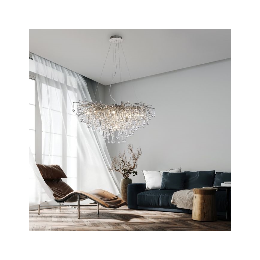 Paul Neuhaus 2192-55 - Pendel ICICLE 10xG9/40W/230V 50x100 cm skinnende krom