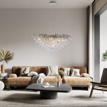 Paul Neuhaus 2192-55 - Pendel ICICLE 10xG9/40W/230V 50x100 cm skinnende krom