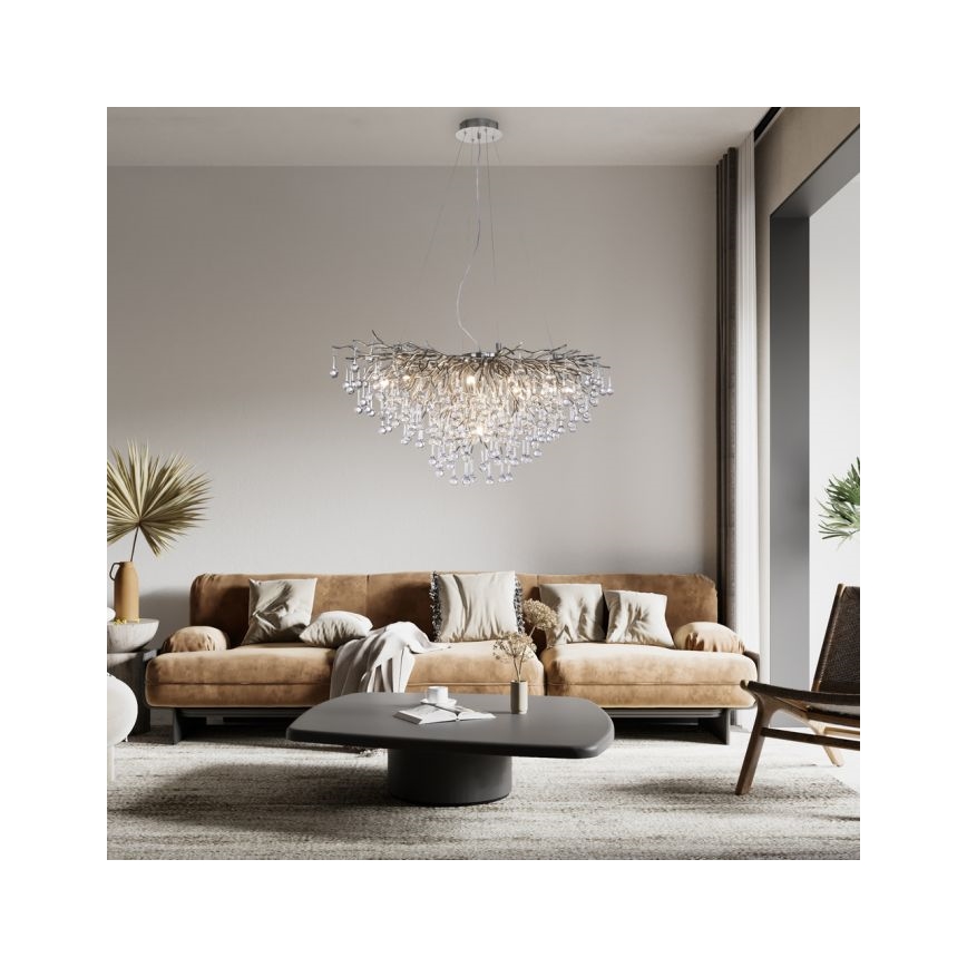 Paul Neuhaus 2192-55 - Pendel ICICLE 10xG9/40W/230V 50x100 cm skinnende krom