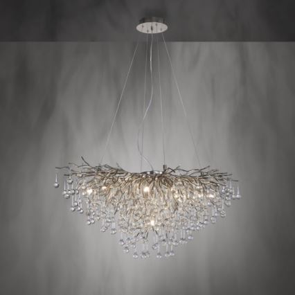 Paul Neuhaus 2192-55 - Pendel ICICLE 10xG9/40W/230V 50x100 cm skinnende krom