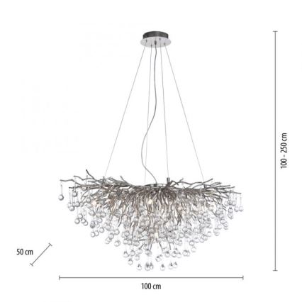 Paul Neuhaus 2192-55 - Pendel ICICLE 10xG9/40W/230V 50x100 cm skinnende krom