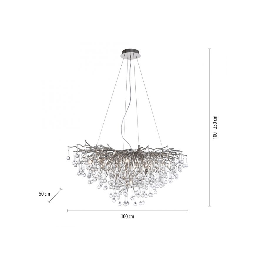 Paul Neuhaus 2192-55 - Pendel ICICLE 10xG9/40W/230V 50x100 cm skinnende krom