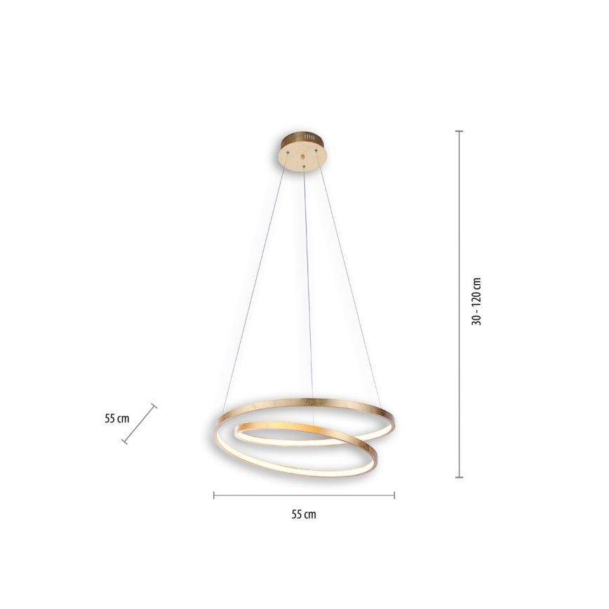 Paul Neuhaus 2472-12 - LED pendel dæmpbar ROMAN LED/30W/230V gylden