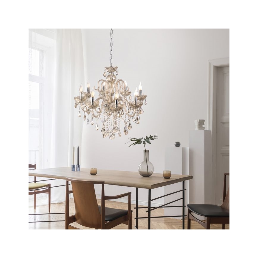 Paul Neuhaus 3081-97 - Lysekrone i krystal GRACIA 8xE14/40W/230V guldfarvet