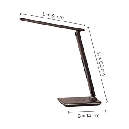 Paul Neuhaus 4595-23 - LED bordlampe med trådløs opladning og touch-funktion dæmpbar ADRIANO LED/5W/230V brown