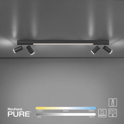Paul Neuhaus 6121-13 - LED spotlampe dæmpbar PURE 4xLED/4W/230V + LED/9W 2700-5000K + fjernbetjening