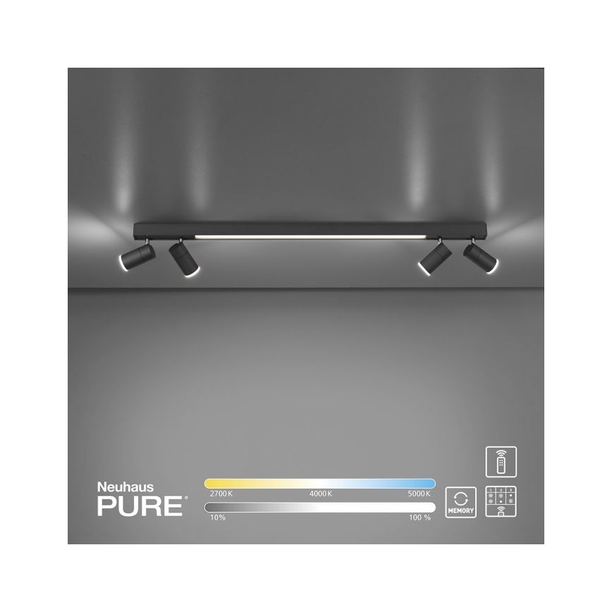 Paul Neuhaus 6121-13 - LED spotlampe dæmpbar PURE 4xLED/4W/230V + LED/9W 2700-5000K + fjernbetjening