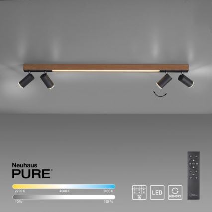 Paul Neuhaus 6121-79 - LED spotlampe dæmpbar PURE 4xLED/4W/230V + LED/9W 2700-5000K + fjernbetjening