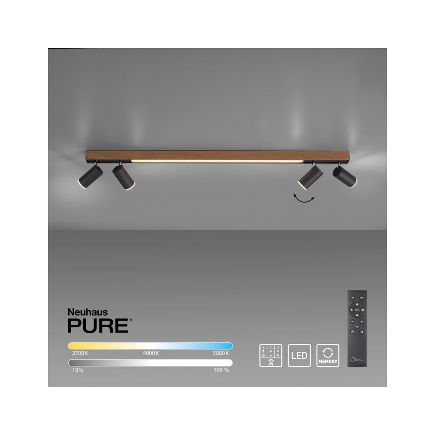 Paul Neuhaus 6121-79 - LED spotlampe dæmpbar PURE 4xLED/4W/230V + LED/9W 2700-5000K + fjernbetjening