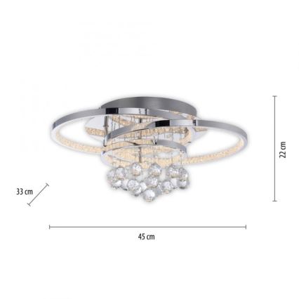 Paul Neuhaus 6267-17 - LED loftlampe dæmpbar ROTAZO LED/32W/230V diameter 45 cm skinnende krom