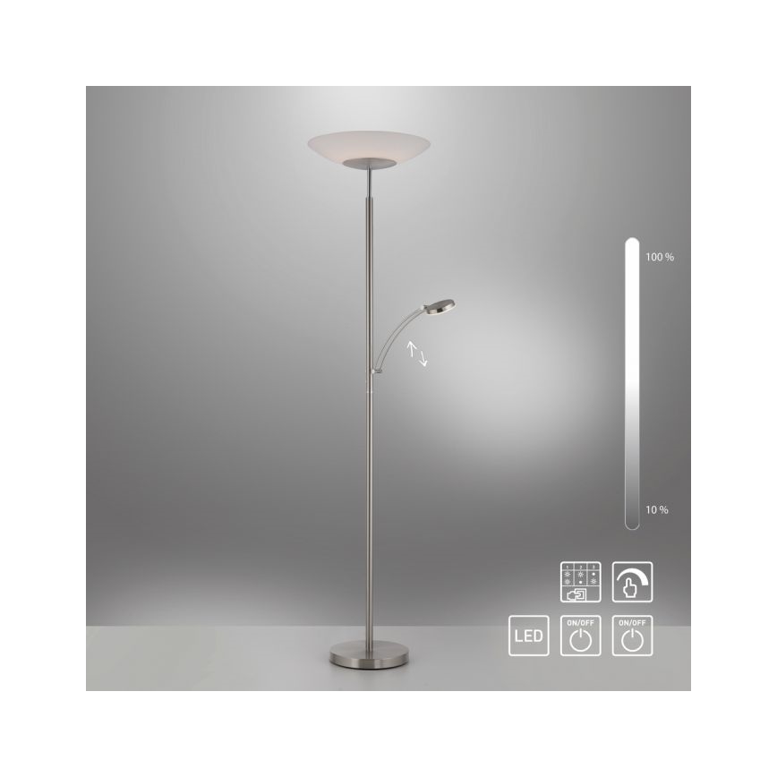 Paul Neuhaus 655-55 - LED gulvlampe dæmpbar ALFRED 1xLED/28W+1xLED/4W/230V skinnende krom