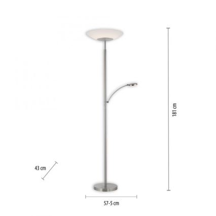 Paul Neuhaus 655-55 - LED gulvlampe dæmpbar ALFRED 1xLED/28W+1xLED/4W/230V skinnende krom
