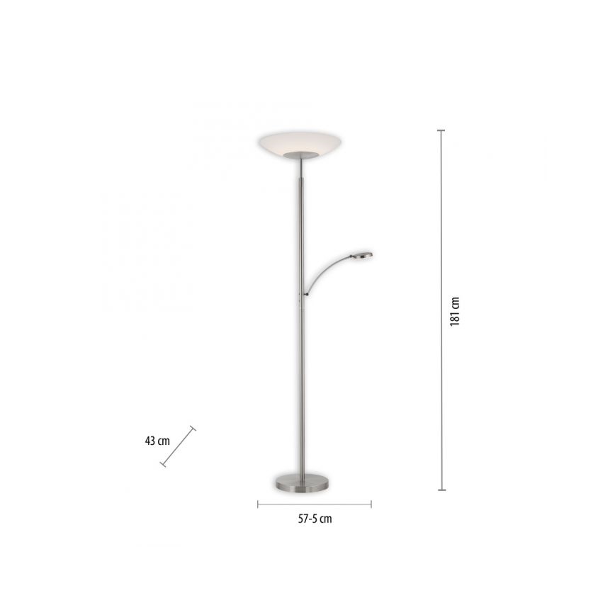 Paul Neuhaus 655-55 - LED gulvlampe dæmpbar ALFRED 1xLED/28W+1xLED/4W/230V skinnende krom
