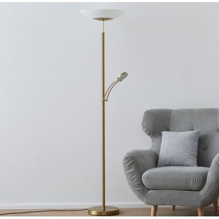 Paul Neuhaus 655-60 - LED-dæmpbar gulvlampe ALFRED LED/28W/230V+LED/4W/230V messing