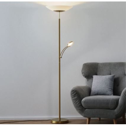 Paul Neuhaus 655-60 - LED-dæmpbar gulvlampe ALFRED LED/28W/230V+LED/4W/230V messing