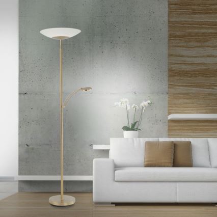 Paul Neuhaus - 655-60 - LED gulvlampe dæmpbar ALFRED 1xLED/28W/230V+1xLED/4W/230V messing
