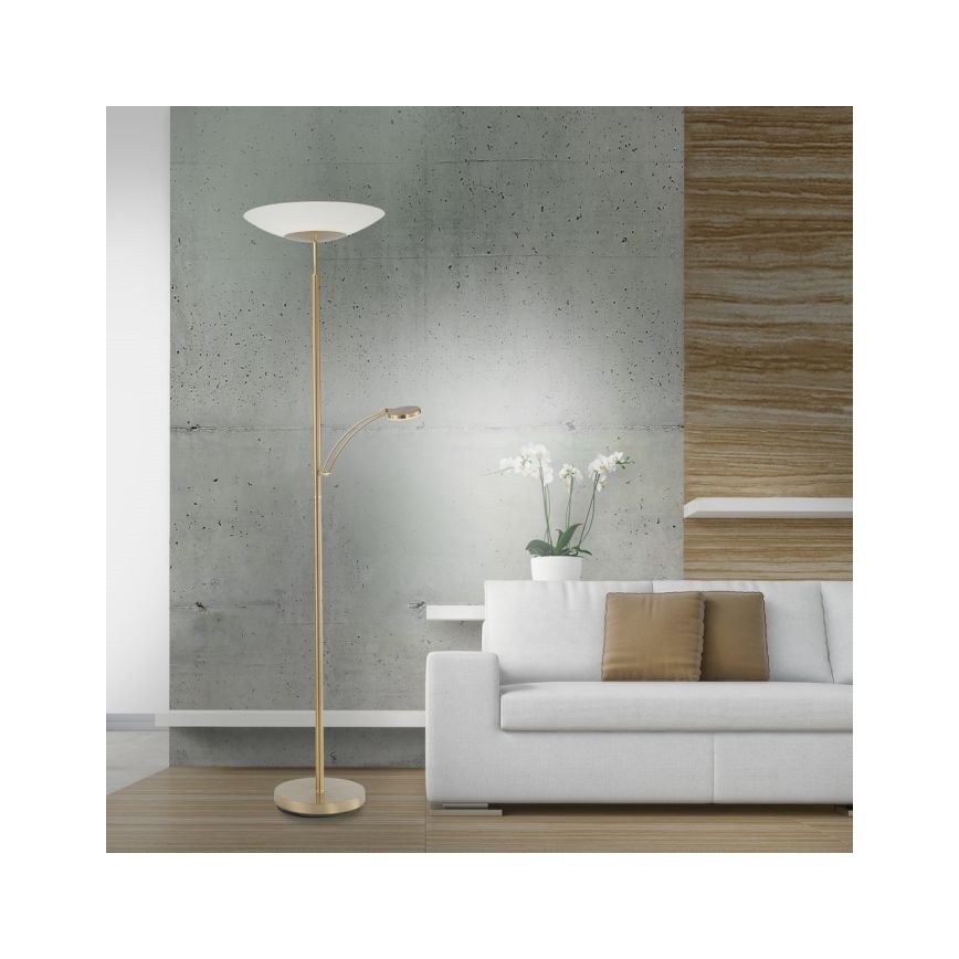Paul Neuhaus - 655-60 - LED gulvlampe dæmpbar ALFRED 1xLED/28W/230V+1xLED/4W/230V messing