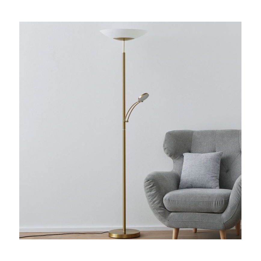 Paul Neuhaus - 655-60 - LED gulvlampe dæmpbar ALFRED 1xLED/28W/230V+1xLED/4W/230V messing