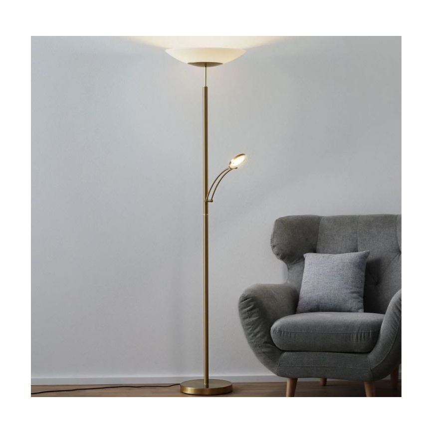 Paul Neuhaus - 655-60 - LED gulvlampe dæmpbar ALFRED 1xLED/28W/230V+1xLED/4W/230V messing
