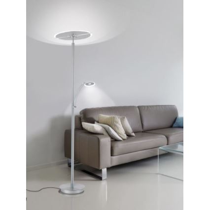 Paul Neuhaus 673-55 - LED gulvlampe dæmpbar ARTUR 2xLED/21W/230V+1xLED/6W skinnende krom