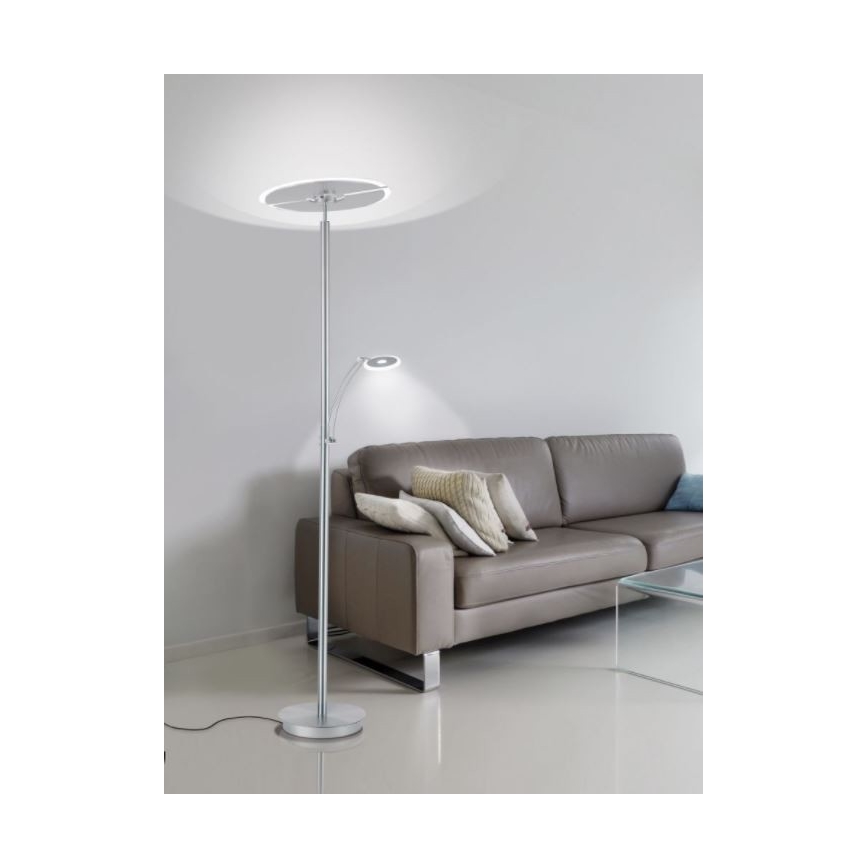 Paul Neuhaus 673-55 - LED gulvlampe dæmpbar ARTUR 2xLED/21W/230V+1xLED/6W skinnende krom