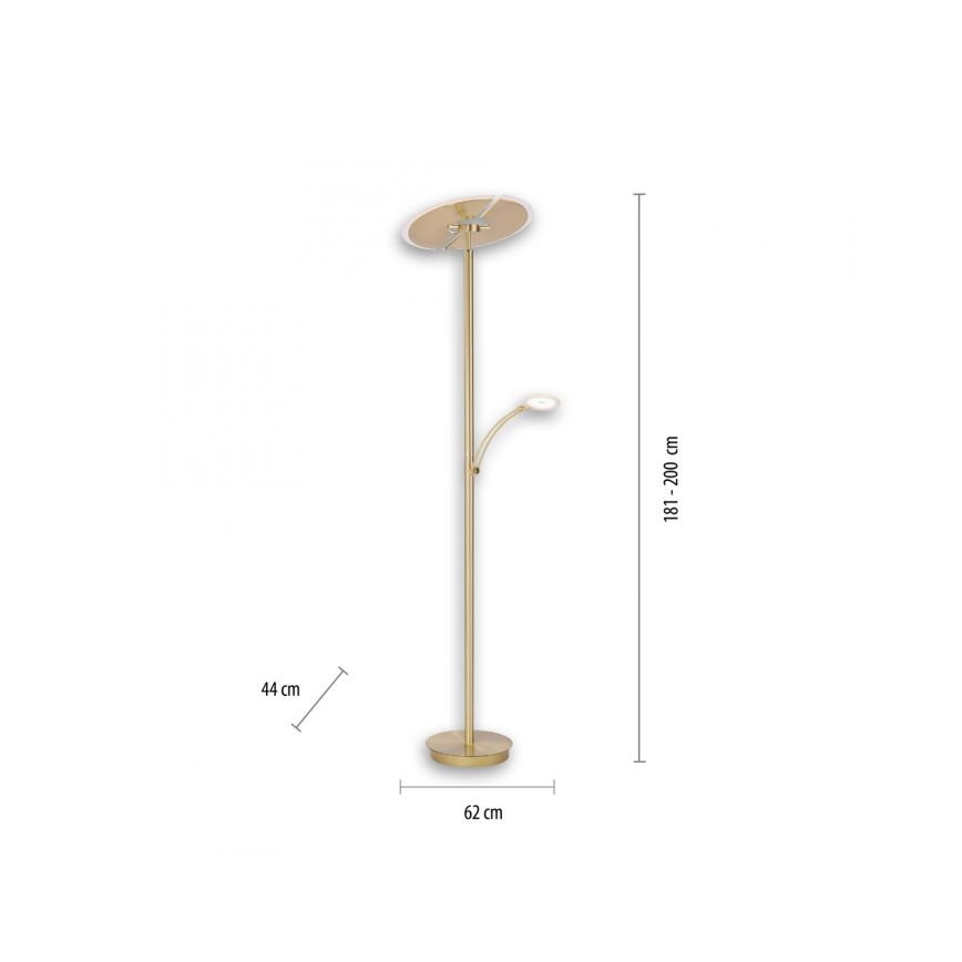 Paul Neuhaus 673-60 - Dæmpbar LED-gulvlampe ARTUR 2xLED/21W/230V+LED/6W guld