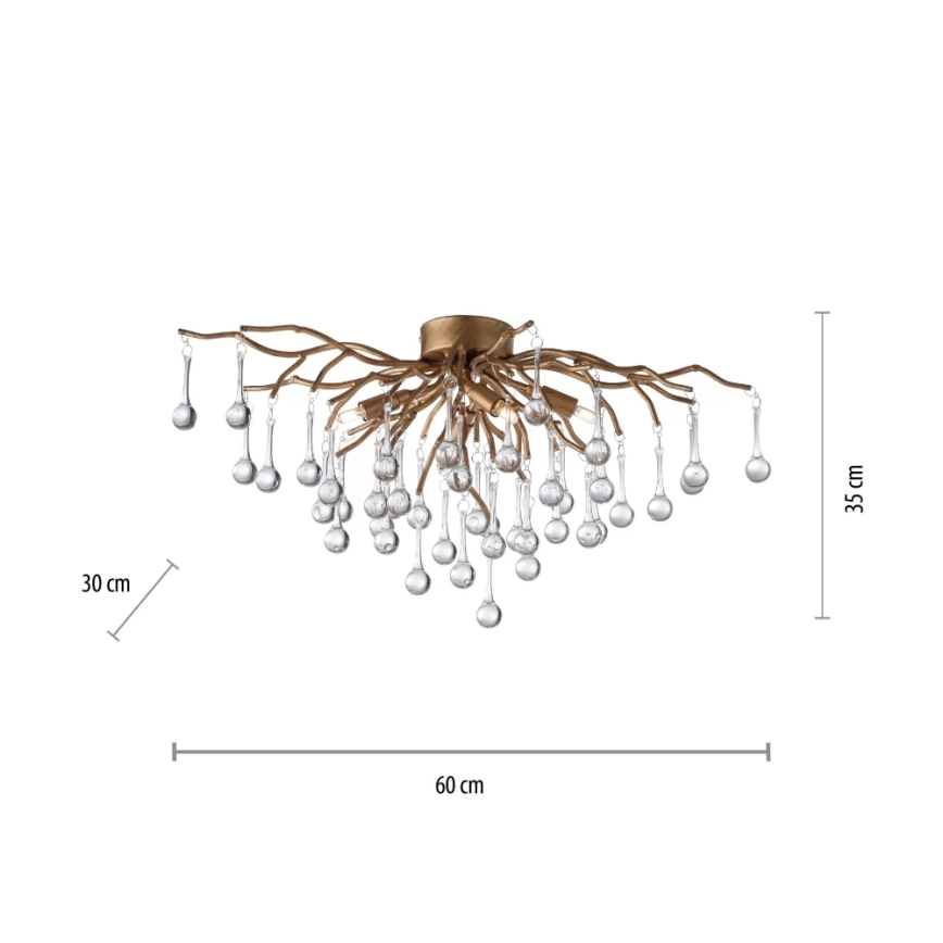 Paul Neuhaus 8090-11 - Loftlampe ICICLE 4xG9/40W/230V 30x60 cm messing