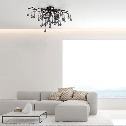 Paul Neuhaus 8090-18 - ICICLE påbygget lysekrone, 4 x G9 (4 x 40 W), 230 V, 30 x 60 cm, sort