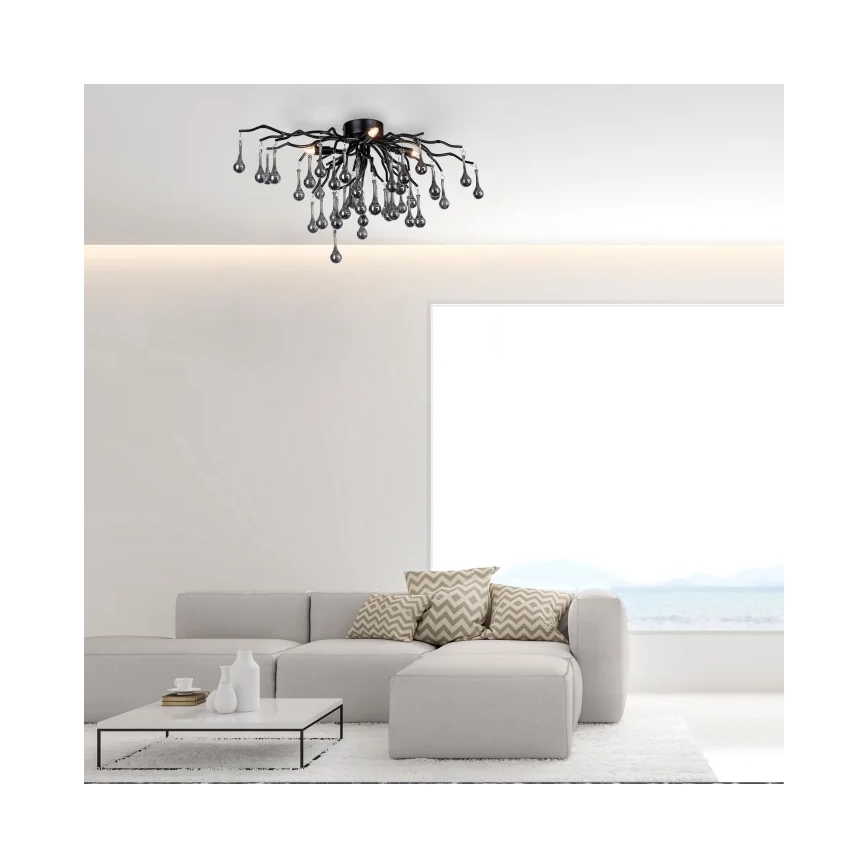 Paul Neuhaus 8090-18 - ICICLE påbygget lysekrone, 4 x G9 (4 x 40 W), 230 V, 30 x 60 cm, sort