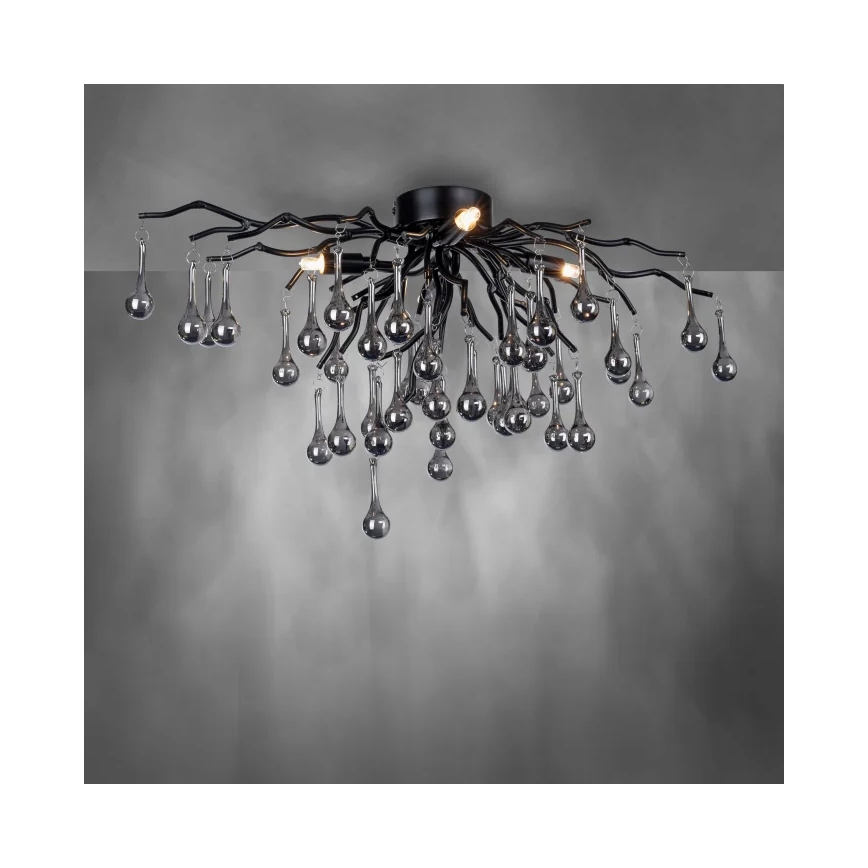 Paul Neuhaus 8090-18 - ICICLE påbygget lysekrone, 4 x G9 (4 x 40 W), 230 V, 30 x 60 cm, sort