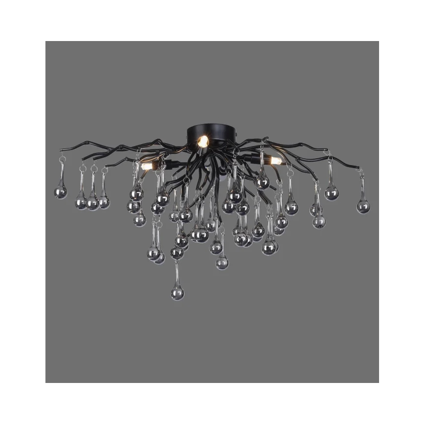 Paul Neuhaus 8090-18 - ICICLE påbygget lysekrone, 4 x G9 (4 x 40 W), 230 V, 30 x 60 cm, sort