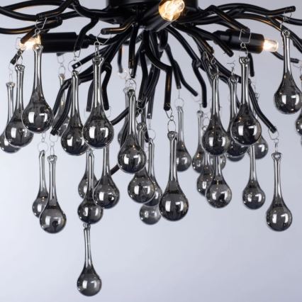Paul Neuhaus 8090-18 - ICICLE påbygget lysekrone, 4 x G9 (4 x 40 W), 230 V, 30 x 60 cm, sort