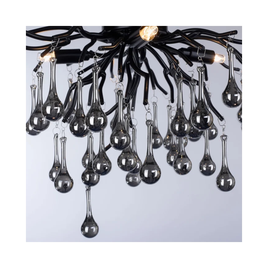 Paul Neuhaus 8090-18 - ICICLE påbygget lysekrone, 4 x G9 (4 x 40 W), 230 V, 30 x 60 cm, sort