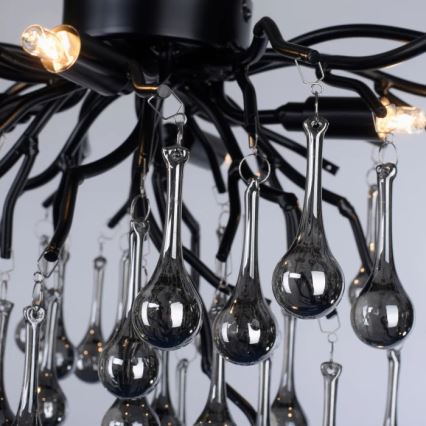 Paul Neuhaus 8090-18 - ICICLE påbygget lysekrone, 4 x G9 (4 x 40 W), 230 V, 30 x 60 cm, sort