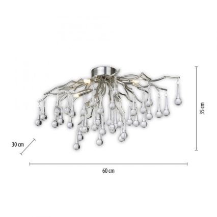 Paul Neuhaus 8090-55 - Loftlampe ICICLE 4xG9/40W/230V 30x60 cm skinnende krom