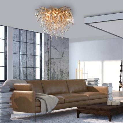 Paul Neuhaus 8091-11 - Loftlampe ICICLE 9xG9/40W/230V diameter 50 cm messing