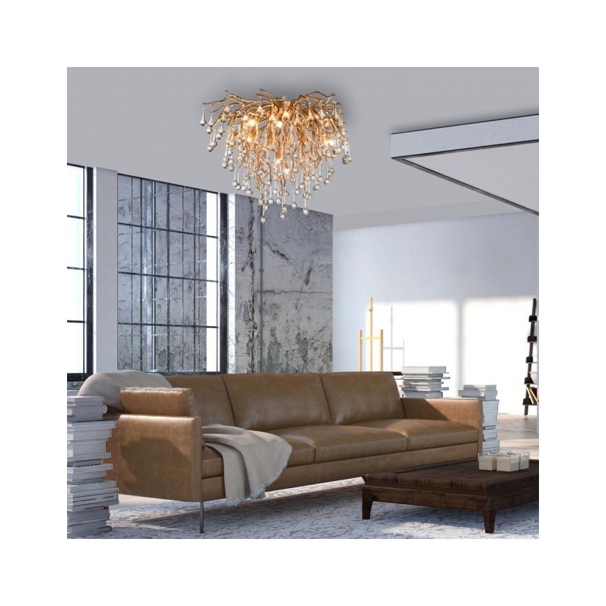 Paul Neuhaus 8091-11 - Loftlampe ICICLE 9xG9/40W/230V diameter 50 cm messing