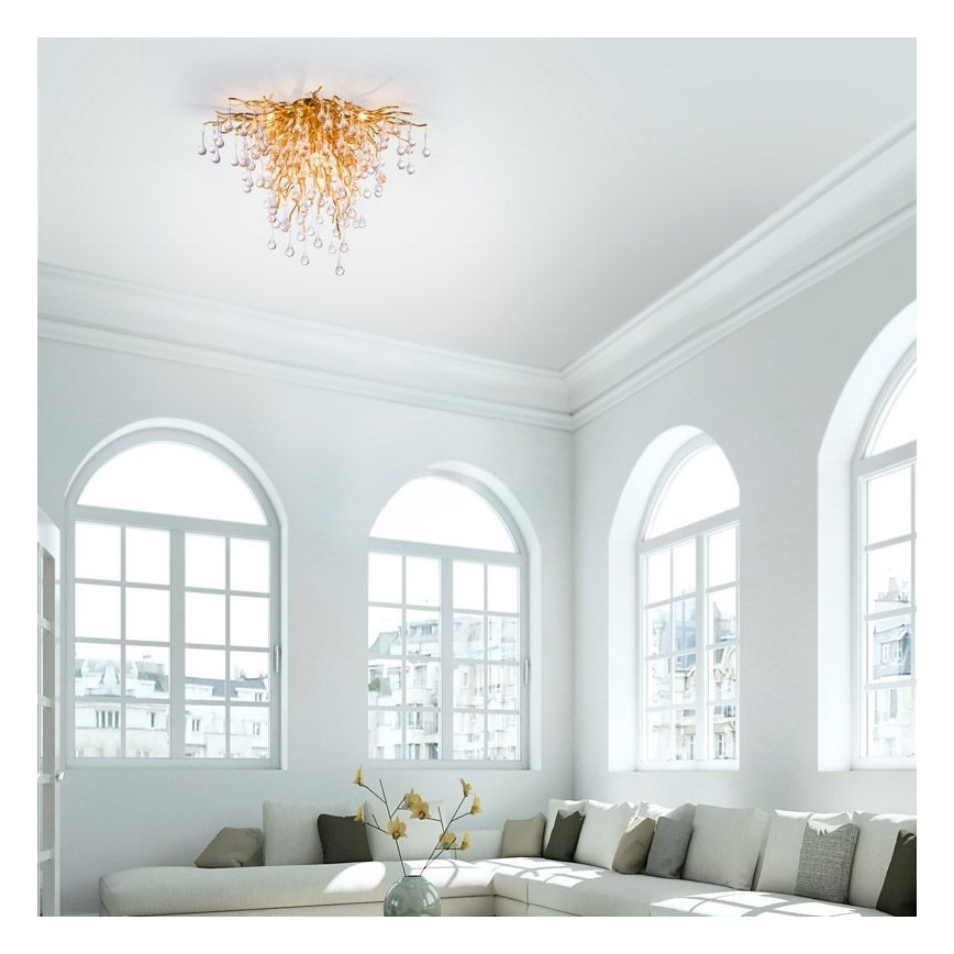 Paul Neuhaus 8091-11 - Loftlampe ICICLE 9xG9/40W/230V diameter 50 cm messing