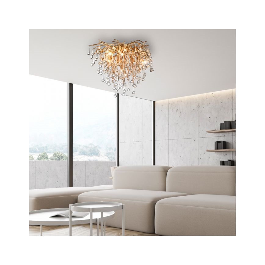 Paul Neuhaus 8091-11 - Loftlampe ICICLE 9xG9/40W/230V diameter 50 cm messing