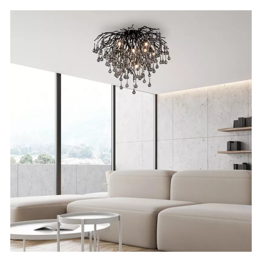 Paul Neuhaus 8091-18 - Overflademonteret lysekrone ICICLE 9xG9/40W/230V Ø 50 cm sort