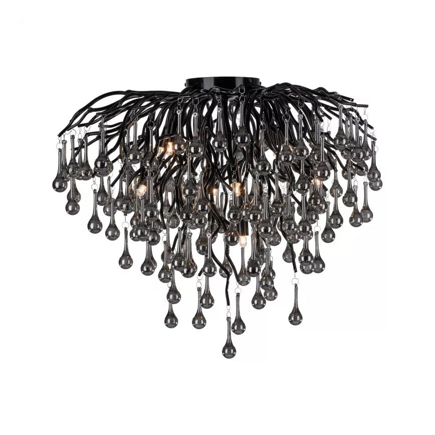 Paul Neuhaus 8091-18 - Overflademonteret lysekrone ICICLE 9xG9/40W/230V Ø 50 cm sort