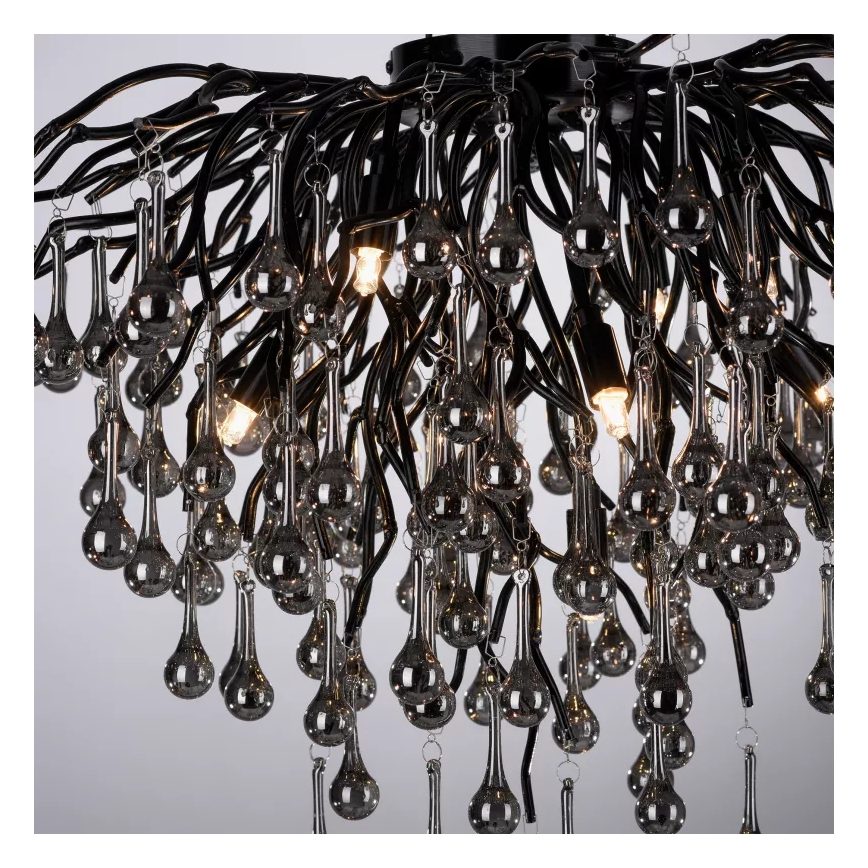 Paul Neuhaus 8091-18 - Overflademonteret lysekrone ICICLE 9xG9/40W/230V Ø 50 cm sort