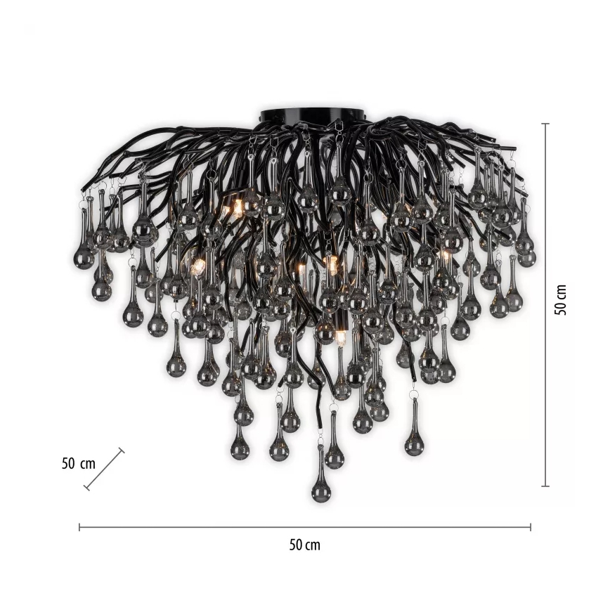 Paul Neuhaus 8091-18 - Overflademonteret lysekrone ICICLE 9xG9/40W/230V Ø 50 cm sort