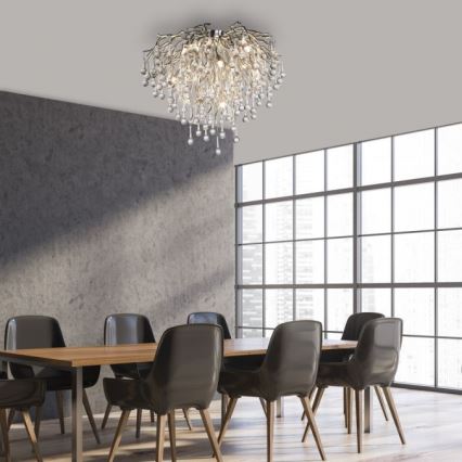 Paul Neuhaus 8091-55 - Loftlampe ICICLE 9xG9/40W/230V diameter 50 cm skinnende krom