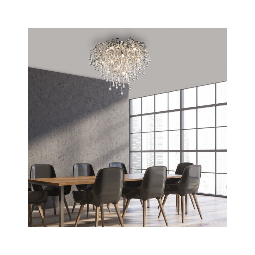 Paul Neuhaus 8091-55 - Loftlampe ICICLE 9xG9/40W/230V diameter 50 cm skinnende krom