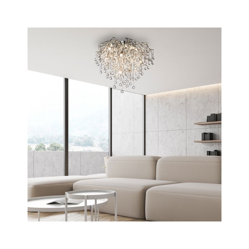 Paul Neuhaus 8091-55 - Loftlampe ICICLE 9xG9/40W/230V diameter 50 cm skinnende krom