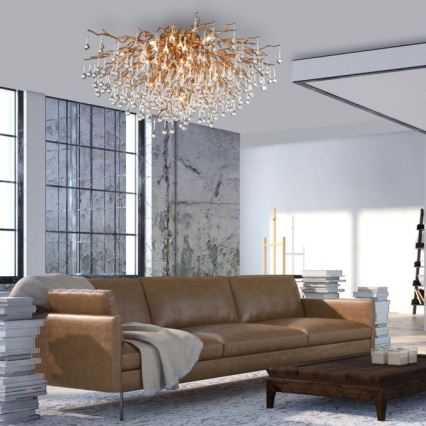 Paul Neuhaus 8092-11 - Loftlampe ICICLE 14xG9/40W/230V diameter 100 cm messing