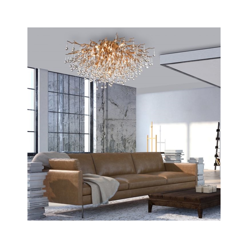 Paul Neuhaus 8092-11 - Loftlampe ICICLE 14xG9/40W/230V diameter 100 cm messing
